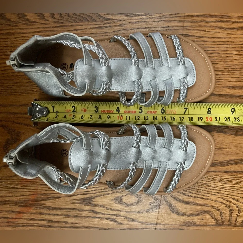 🪩⚡️GLADIATOR⚡️🪩SANDALS w/braided straps&zip heel closure SILVER size13 ⭐️NWT⭐️
